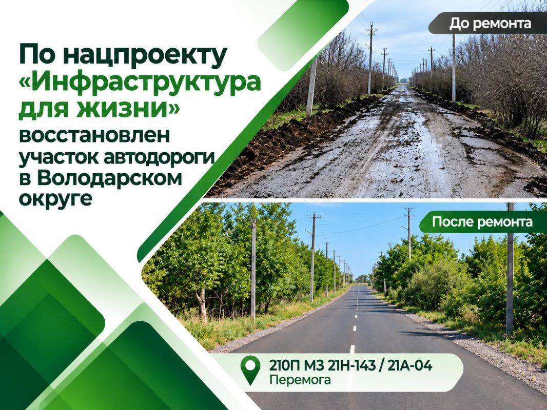 Александр Бондаренко: В Володарском округе по нацпроекту «Инфраструктура для жизни» восстановлен новый дорожный участок