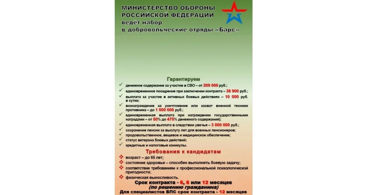 Набор в добровольческие отряды "Барс"