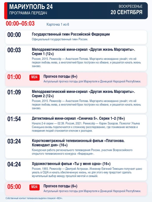 «Мариуполь 24» — программа передач