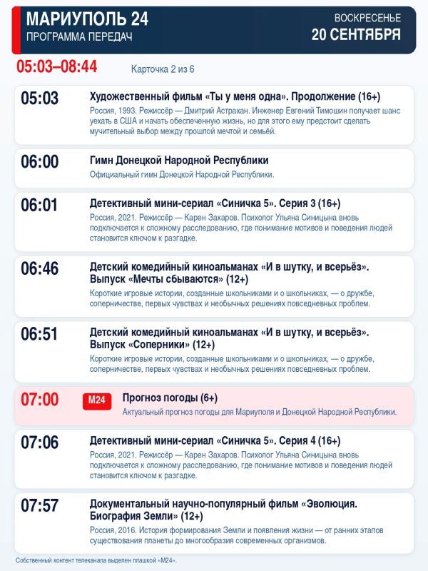 «Мариуполь 24» — программа передач «Мариуполь 24» — программа передач