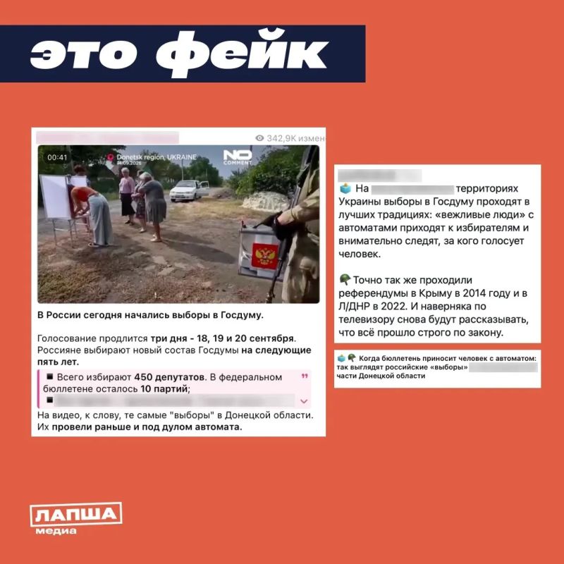 В украинских и проукраинсих каналах пишут, что в ДНР людей заставляют голосовать под угрозой применения оружия и принуждают отдавать голоса конкретным партиям