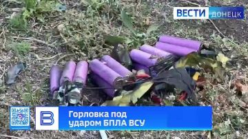 Последствия удара БПЛА ВСУ в Горловке