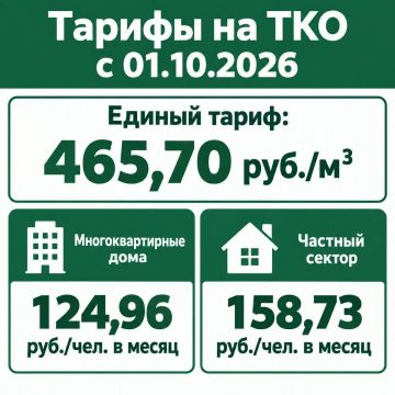 Об изменении платы за обращение с ТКО с 1 октября 2026 года