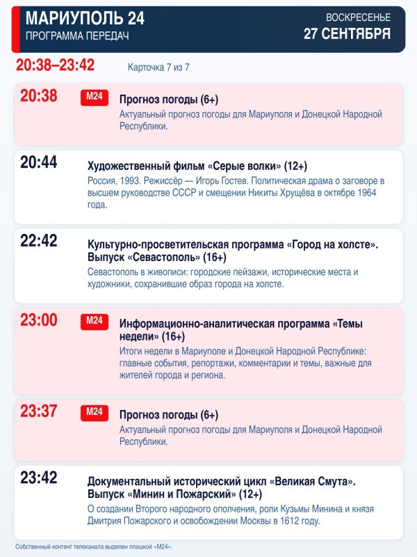 «Мариуполь 24» — программа передач «Мариуполь 24» — программа передач