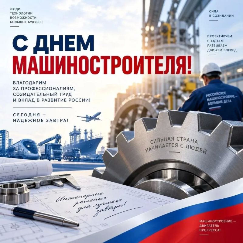 Дмитрий Блинов: С Днем машиностроителя!. Сегодня мы чествуем тех, кто стоит у истоков технического прогресса