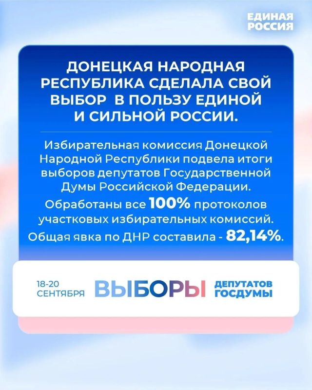 Единая Россия в ДНР победила на выборах в Государственную Думу