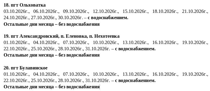 Игорь Мартынов: График подачи водоснабжения на октябрь 2026 года Игорь Мартынов: График подачи водоснабжения на октябрь 2026 года