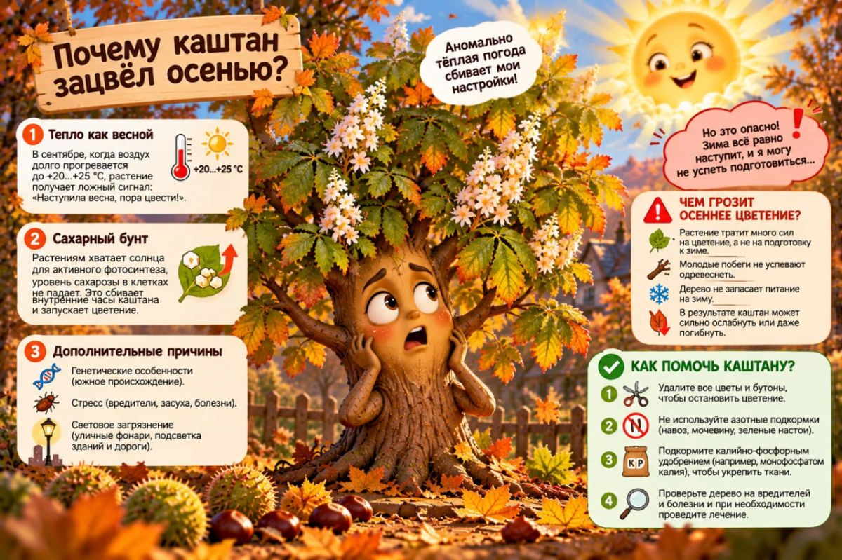 В ДНР в середине осени зацвели каштаны: деревья перепутали время года и теперь им грозит гибель В ДНР в середине осени зацвели каштаны: деревья перепутали время года и теперь им грозит гибель