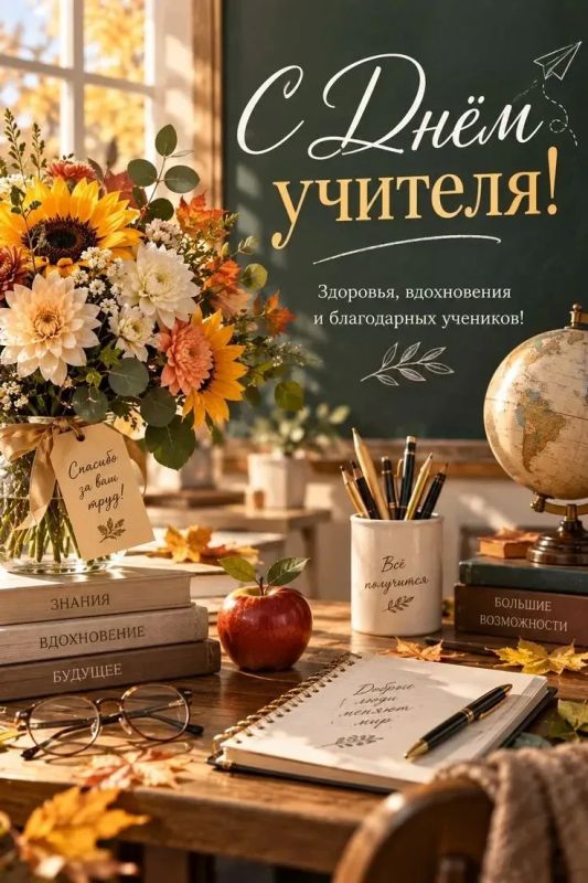 Денис Зубов: Дорогие учителя!. Примите самые искренние поздравления с вашим профессиональным праздником! Пусть каждый день приносит радость и удовлетворение от вашей важной и благородной работы
