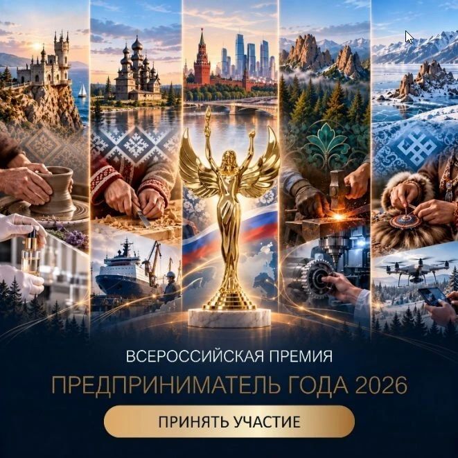 Открыт приём заявок на участие во Всероссийской премии «Предприниматель года - 2026»