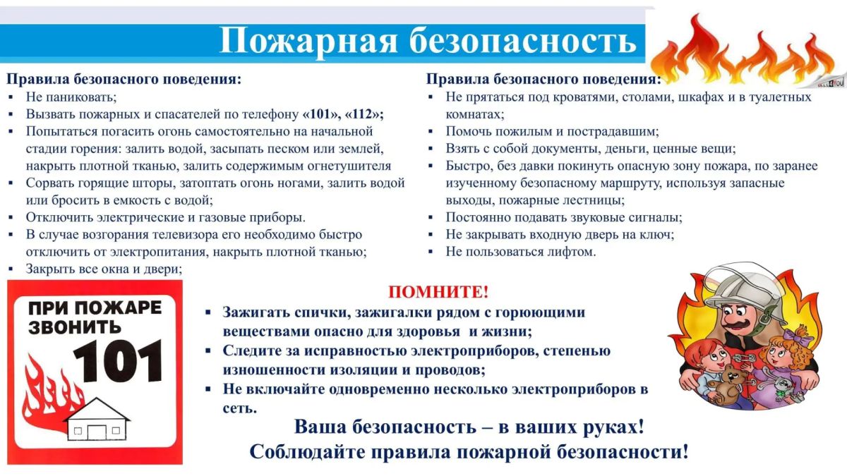 Памятка для родителей и детей по пожарной безопасности