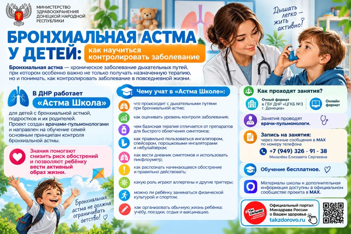 В ДНР работает «Астма Школа» для детей с бронхиальной астмой