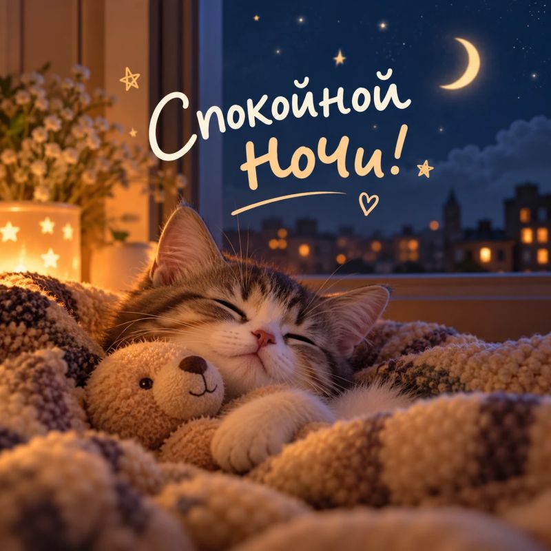 Спокойной ночи! Пусть сны будут добрыми, а утро подарит улыбку и хорошее настроение!