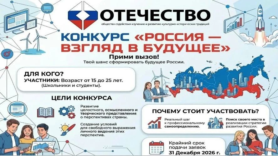 Алексей Кулемзин: С 1 октября 2026 года по 31 декабря 2026 года проходит Всероссийский конкурс «Россия: взгляд в будущее»