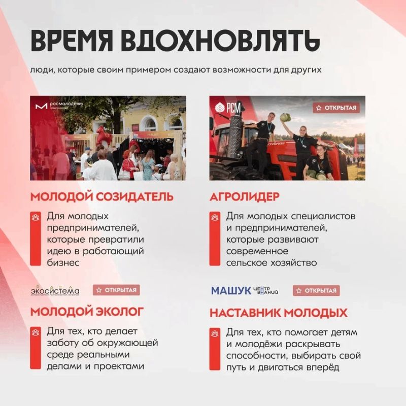 Премия «Время молодых»: 7 путей к успеху и 27 шансов заявить о себе!