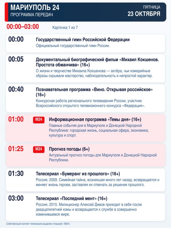 «Мариуполь 24» — программа передач