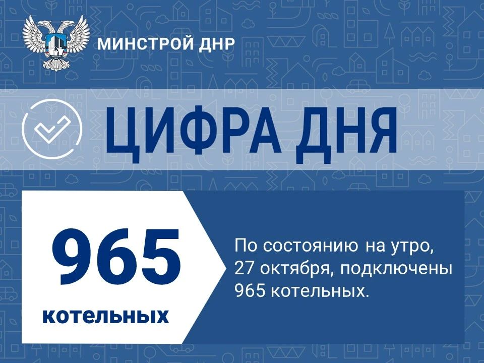 Ситуация с запуском котельных в ДНР на утро 27 октября