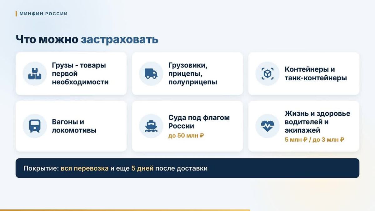 Механизм страхования военных рисков с государственной поддержкой при грузоперевозках