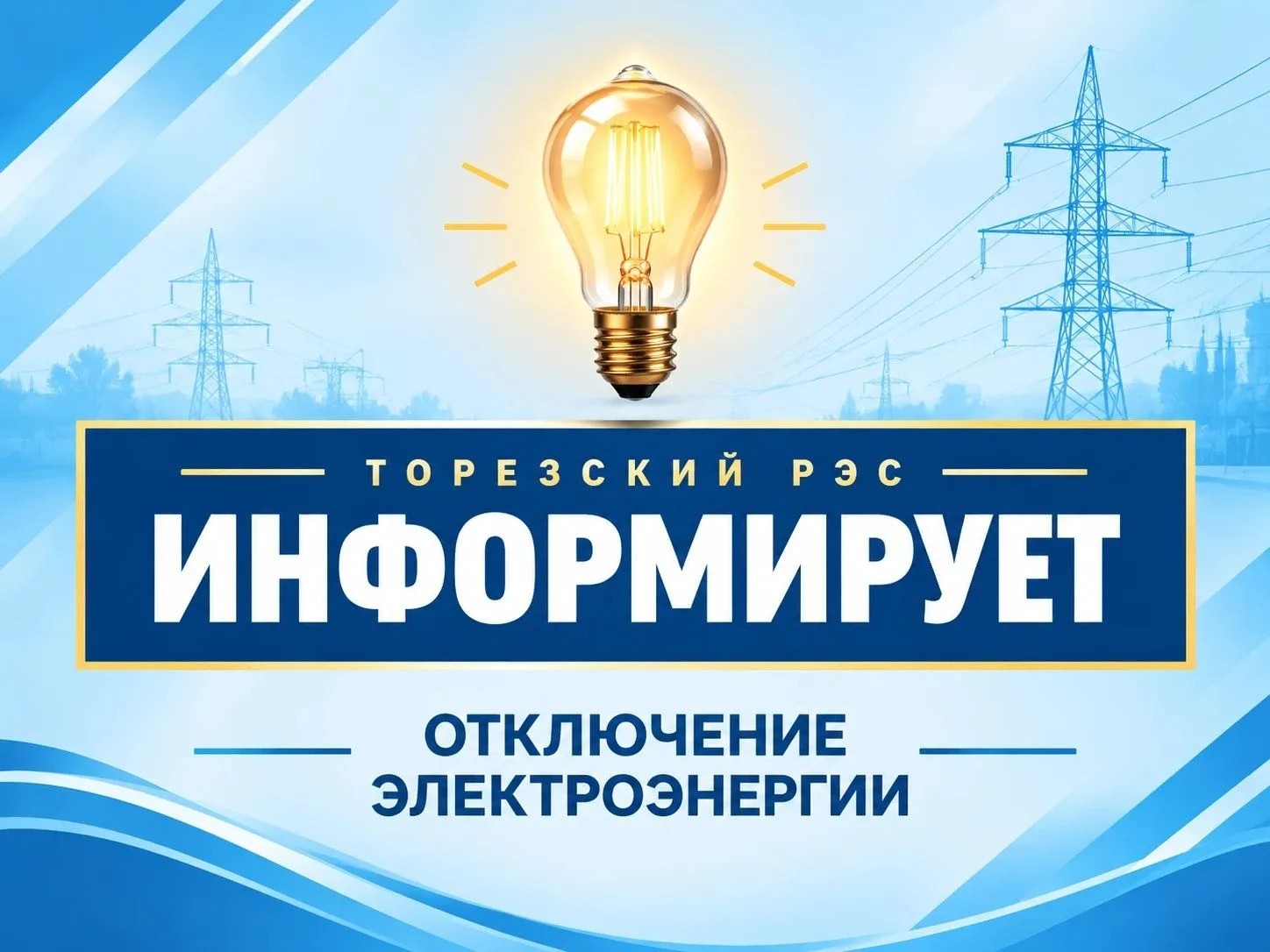 Уважаемые жители!. В связи с аварийной ситуацией на сети электроснабжения произошло временное отключение электроэнергии в городском округе Торез